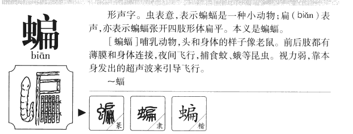 蝙字五行属什么-蝙字起名的寓意-蝙字意思