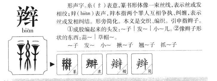 辫字五行属什么-辫字起名的寓意-辫字意思
