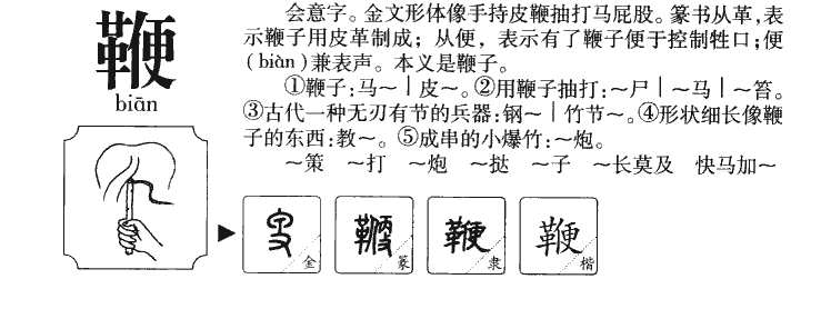 鞭字五行属什么-鞭字起名的寓意-鞭字意思