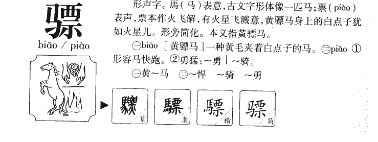 骠字五行属什么-骠字起名的寓意-骠字意思