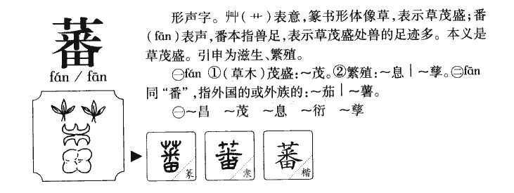 蕃字五行属什么-蕃字起名的寓意-蕃字意思