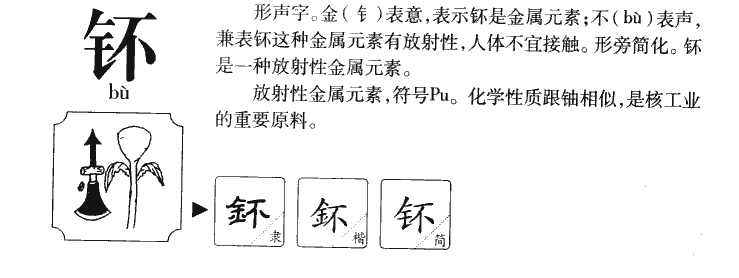 钚字五行属什么-钚字起名的寓意-钚字意思