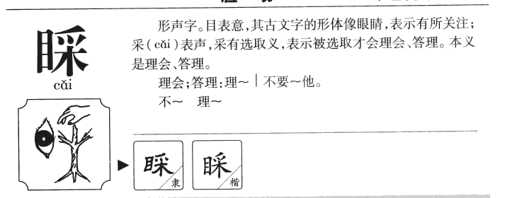 睬字五行属什么-睬字起名的寓意-睬字意思