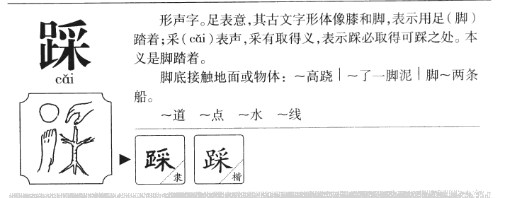 踩字五行属什么-踩字起名的寓意-踩字意思