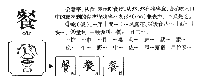 餐字五行属什么-餐字起名的寓意-餐字意思