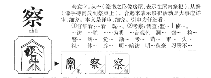 察字五行属什么-察字起名的寓意-察字意思