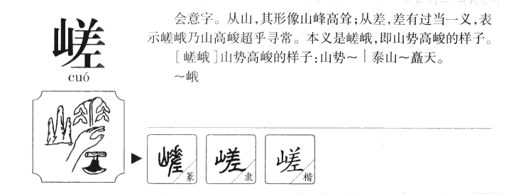 嵯字五行属什么-嵯字起名的寓意-嵯字意思