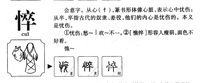悴字五行属什么-悴字起名的寓意-悴字意思