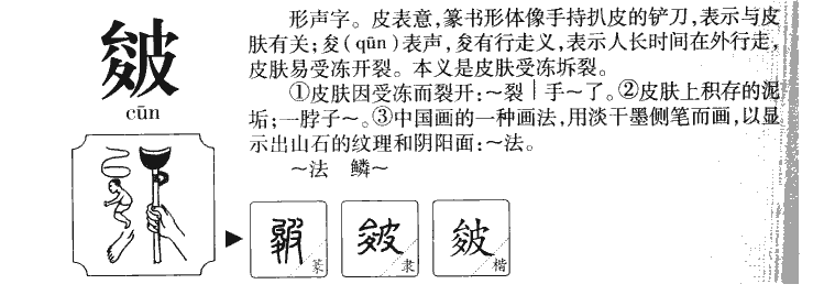 皴字五行属什么-皴字起名的寓意-皴字意思