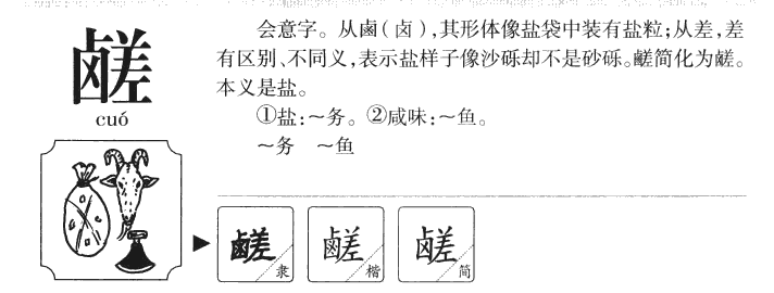 鹾字五行属什么-鹾字起名的寓意-鹾字意思