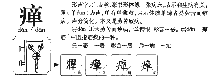 瘅字五行属什么-瘅字起名的寓意-瘅字意思