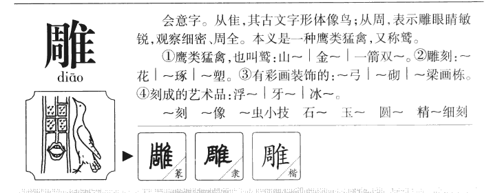 雕字五行属什么-雕字起名的寓意-雕字意思
