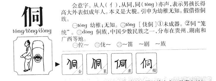 侗字五行属什么-侗字起名的寓意-侗字意思