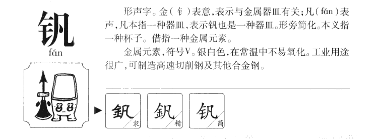 钒字五行属什么-钒字起名的寓意-钒字意思