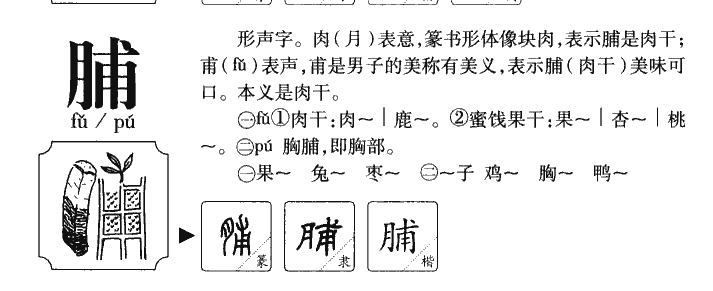 脯字五行属什么-脯字起名的寓意-脯字意思