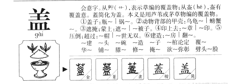 盖字五行属什么-盖字起名的寓意-盖字意思