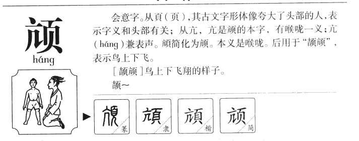 颃字五行属什么-颃字起名的寓意-颃字意思