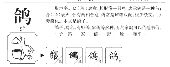 鸽字五行属什么-鸽字起名的寓意-鸽字意思