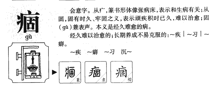 痼字五行属什么-痼字起名的寓意-痼字意思