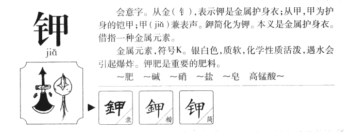 钾字五行属什么-钾字起名的寓意-钾字意思