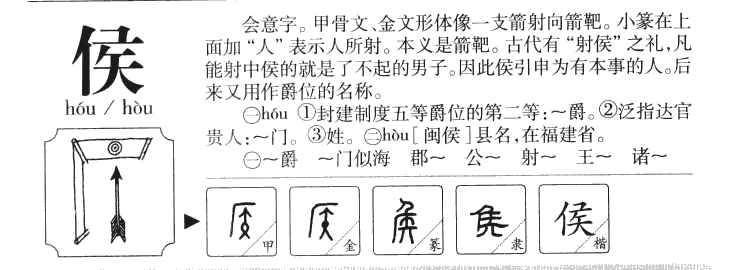 侯字五行属什么-侯字起名的寓意-侯字意思