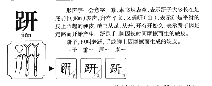 趼字五行属什么-趼字起名的寓意-趼字意思