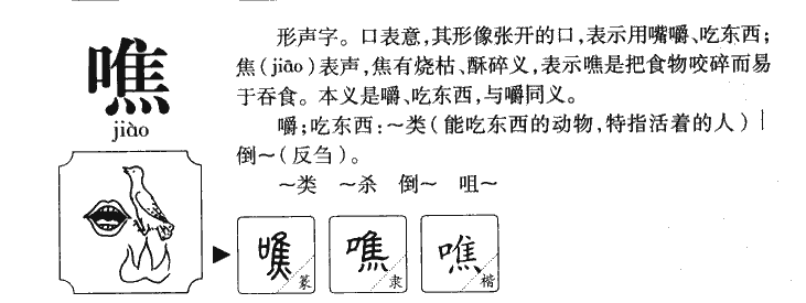 噍字五行属什么-噍字起名的寓意-噍字意思