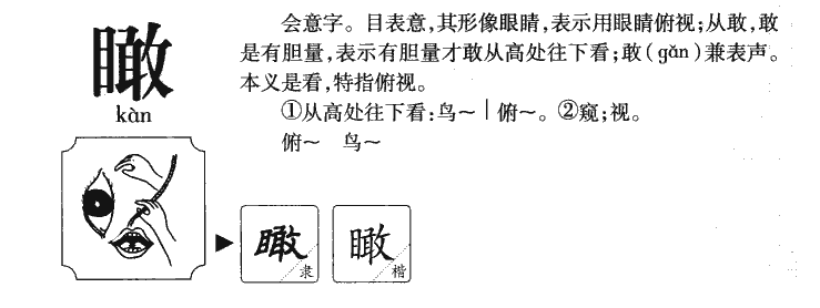 瞰字五行属什么-瞰字起名的寓意-瞰字意思