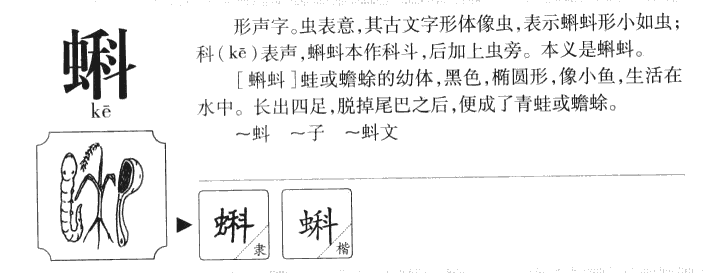 蝌字五行属什么-蝌字起名的寓意-蝌字意思