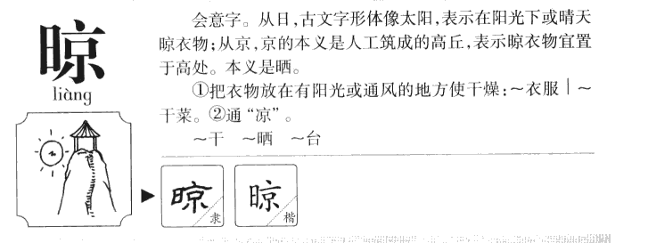 晾字五行属什么-晾字起名的寓意-晾字意思
