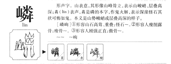 嶙字五行属什么-嶙字起名的寓意-嶙字意思