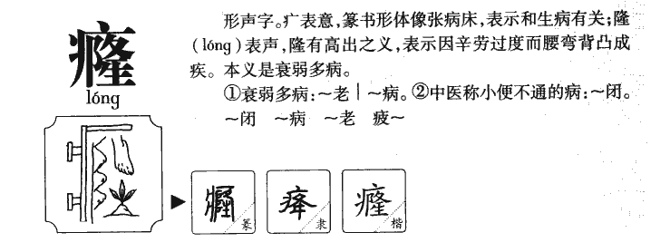 癃字五行属什么-癃字起名的寓意-癃字意思