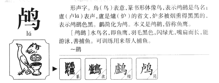 鸬字五行属什么-鸬字起名的寓意-鸬字意思