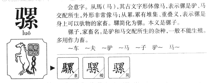 骡字五行属什么-骡字起名的寓意-骡字意思
