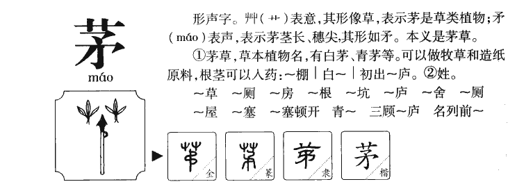 茅字五行属什么-茅字起名的寓意-茅字意思