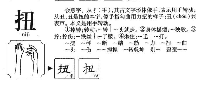 扭字五行属什么-扭字起名的寓意-扭字意思