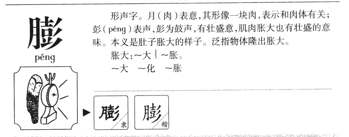 膨字五行属什么-膨字起名的寓意-膨字意思