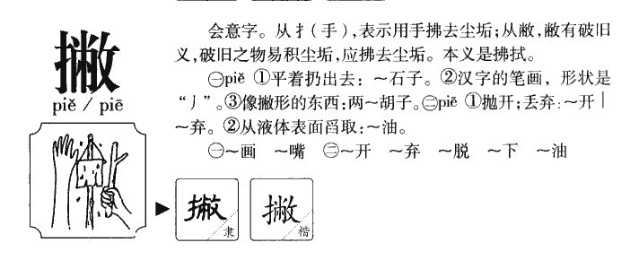 撇字五行属什么-撇字起名的寓意-撇字意思