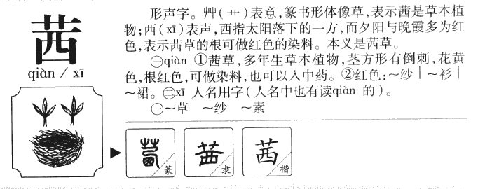茜字五行属什么-茜字起名的寓意-茜字意思