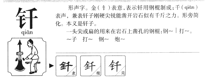 钎字五行属什么-钎字起名的寓意-钎字意思