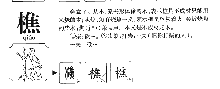 樵字五行属什么-樵字起名的寓意-樵字意思