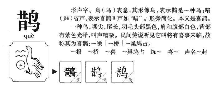鹊字五行属什么-鹊字起名的寓意-鹊字意思