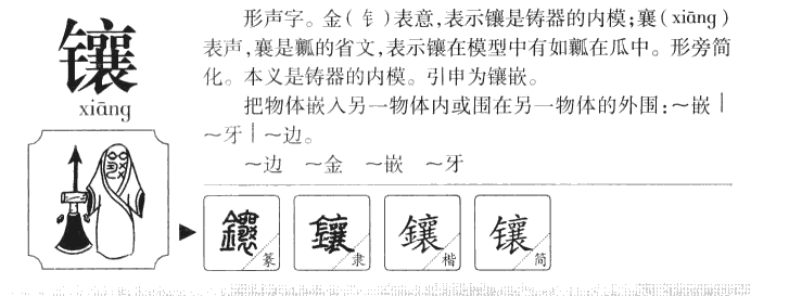 镶字五行属什么-镶字起名的寓意-镶字意思