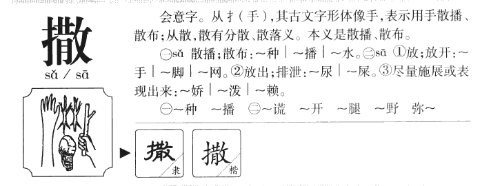 撒字五行属什么-撒字起名的寓意-撒字意思