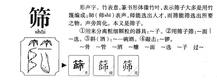 筛字五行属什么-筛字起名的寓意-筛字意思