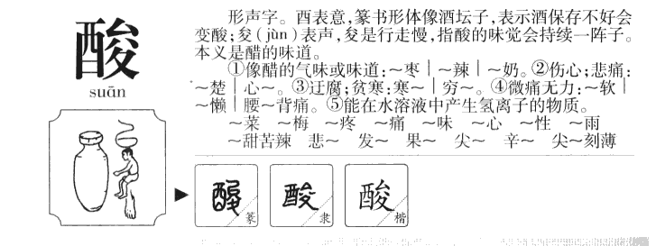 酸字五行属什么-酸字起名的寓意-酸字意思