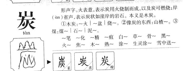 炭字五行属什么-炭字起名的寓意-炭字意思