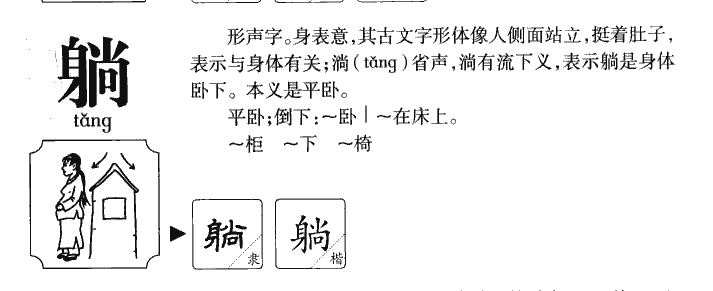 躺字五行属什么-躺字起名的寓意-躺字意思
