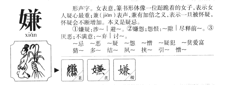 嫌字五行属什么-嫌字起名的寓意-嫌字意思