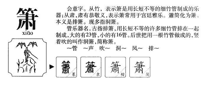箫字五行属什么-箫字起名的寓意-箫字意思
